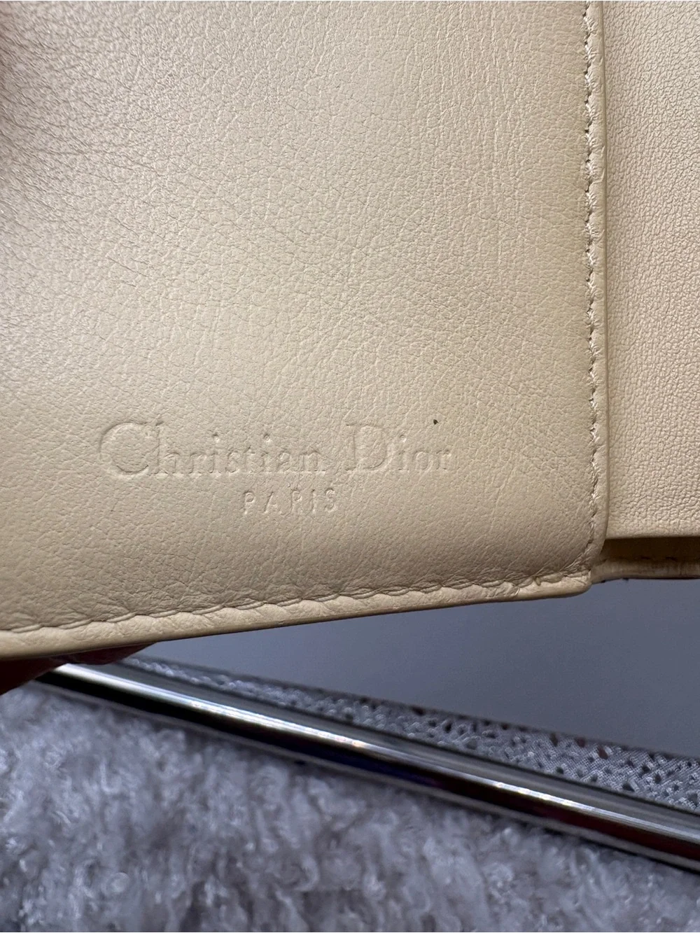 Christian Dior Lady Dior Cannage Patent Leather Compact Trifold Wallet